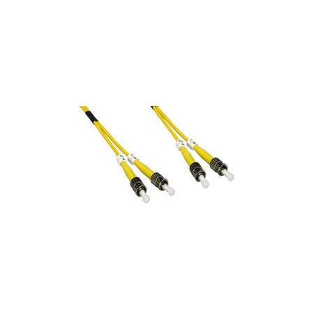 Cable Wholesale ST/UPC OS2 Duplex 2.0mm Fiber Optic Patch Cord, OFNR, Singlemode 9/125, Yellow Jacket, 2 meter 6.6 ft STST-01202